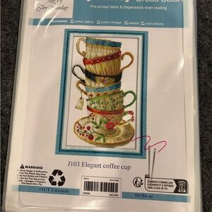 Joy Sunday Elegant Coffee Cup Cross Stitch Kit #J103 New
